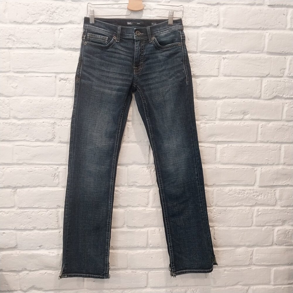 BKE Jeans Mens 28x32 Blue Stretch Denim Aiden Straight Whiskers Faded Low Rise